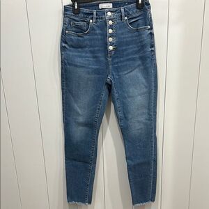 Loft Cropped High Waisted Button Up Blue Jeans, Women’s Size 4